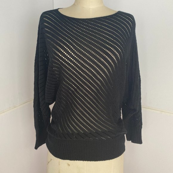 Open Weave Black Sweater - Size M/L - Picture 1 of 5